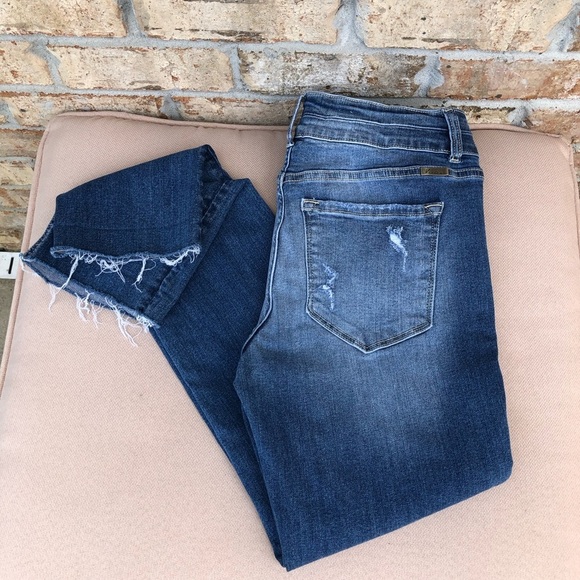 Kancan Style KC8448M Distressed Ripped Raw Hem Mid Rise Medium Wash jeans 26 - Picture 16 of 16